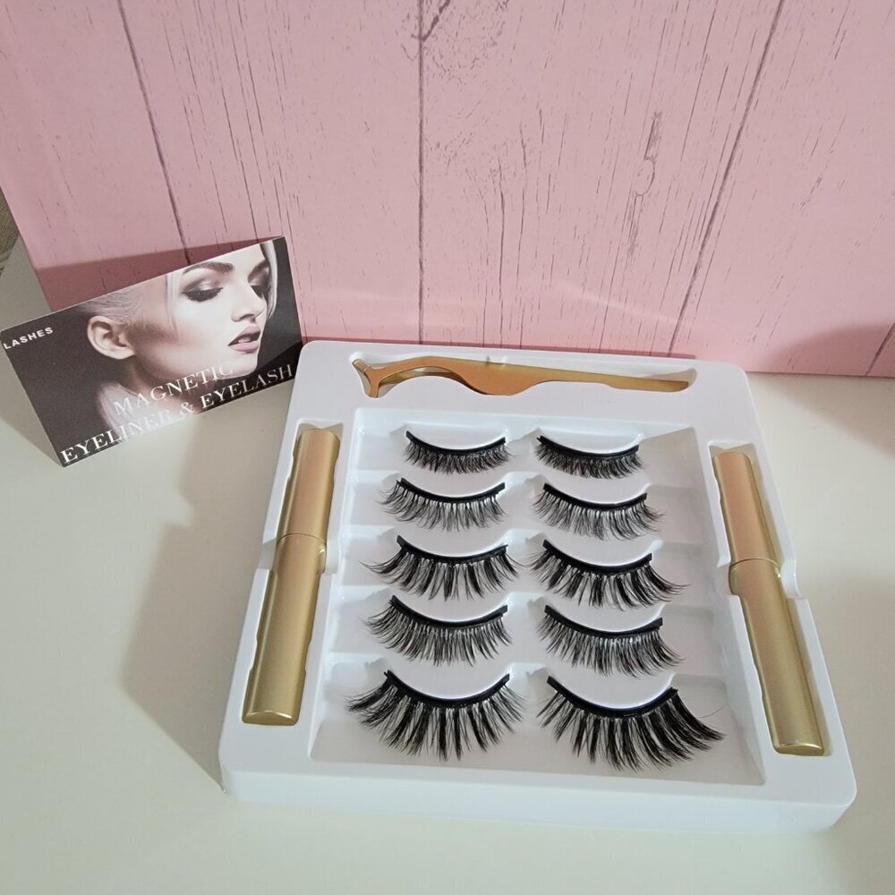 Mele Magnetic Eyelashes with Eyeliner 5 Pair Makeup Cosmetic NEW Eyelashes - Picture 9 of 10